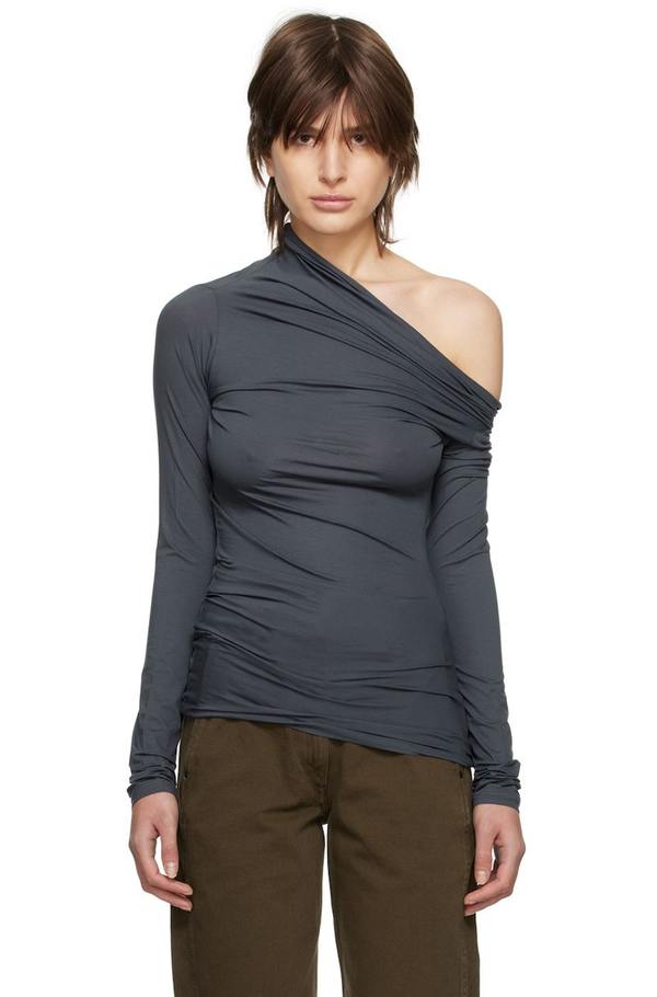 Lemaire Foldover Long Sleeve T-Shirt - Gray | Garmentory