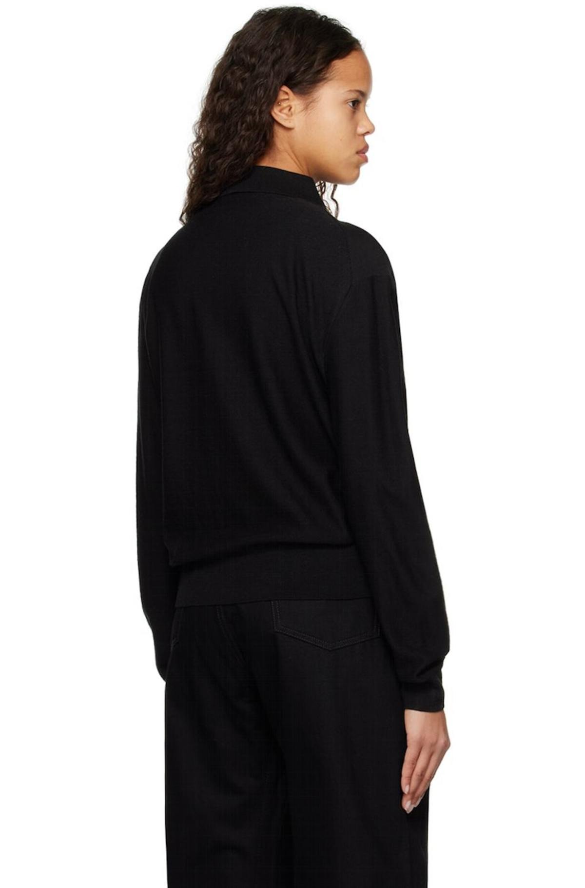 Lemaire Convertible Collar Cardigan - Black | Garmentory