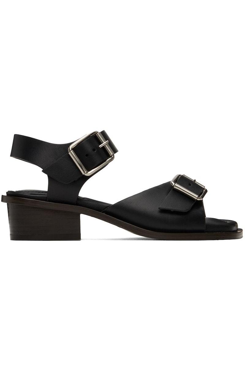 LEMAIRE Black Square Heeled 35 Sandals | Garmentory