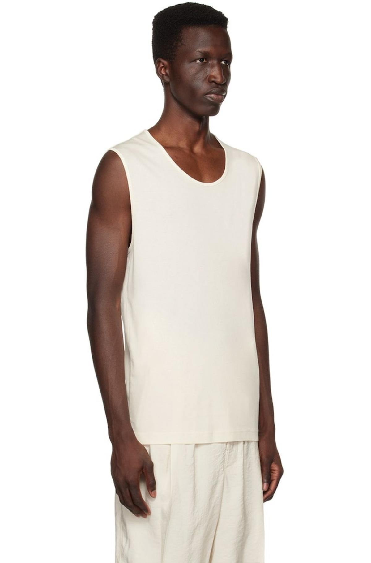 【送料&関税込】Lemaire Cream Cotton Tank Top Lemaire Ribbed Tank Top - Off White | Garmentory