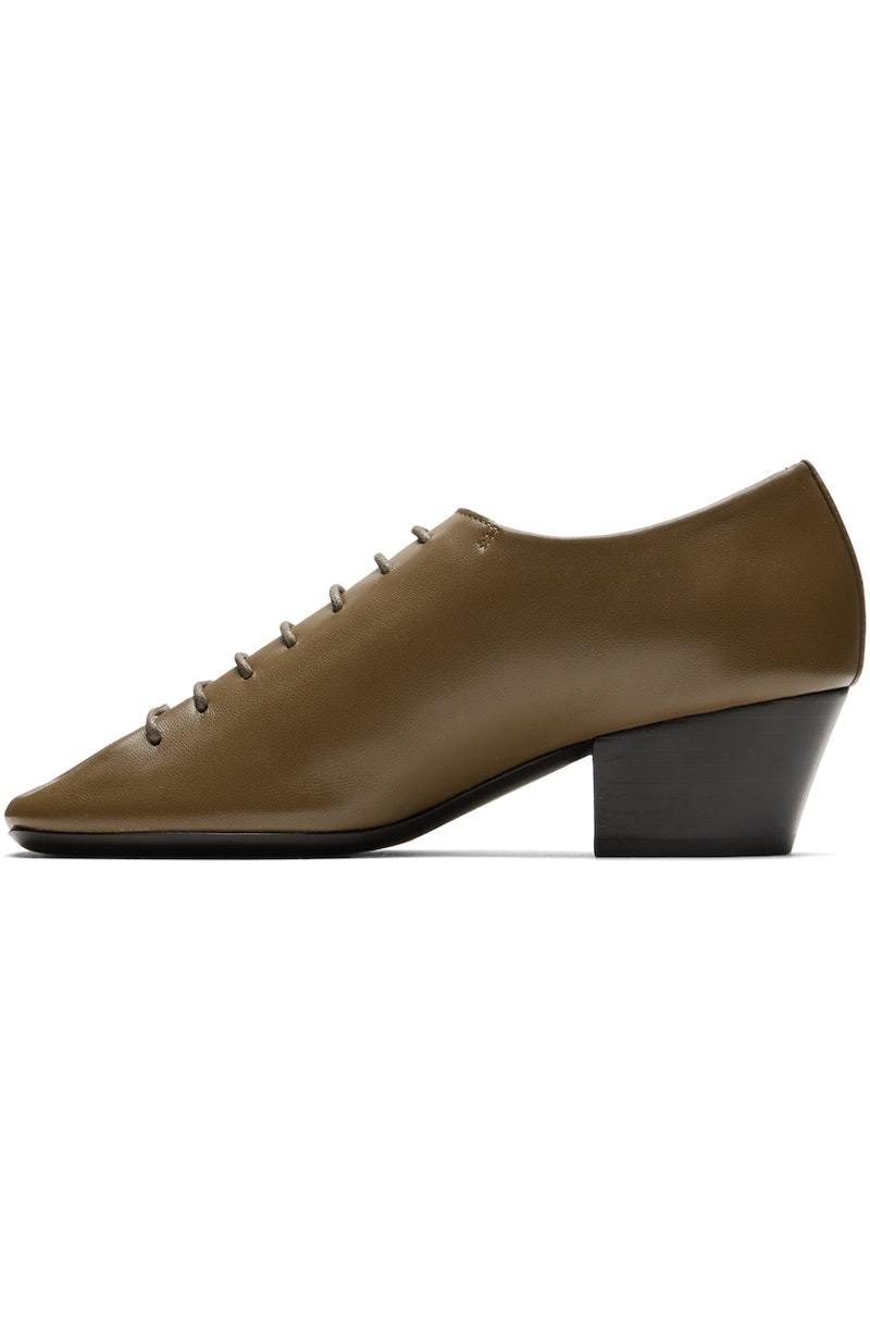 Lemaire Khaki Heeled Derbys - Bronze khaki | Garmentory