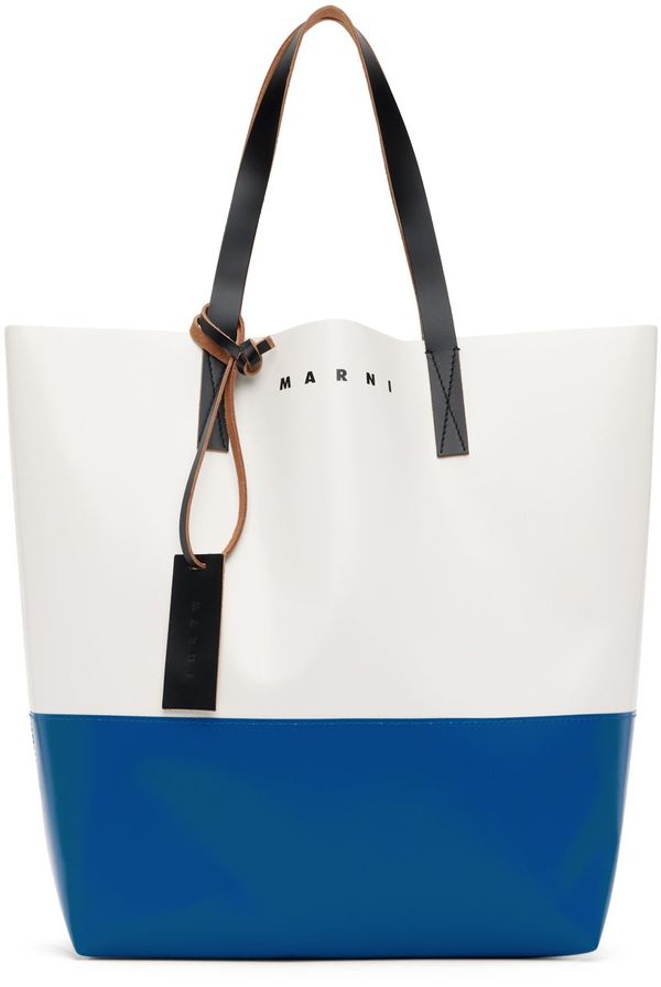 Marni White & Blue Tribeca Tote - Lily white/Blue | Garmentory