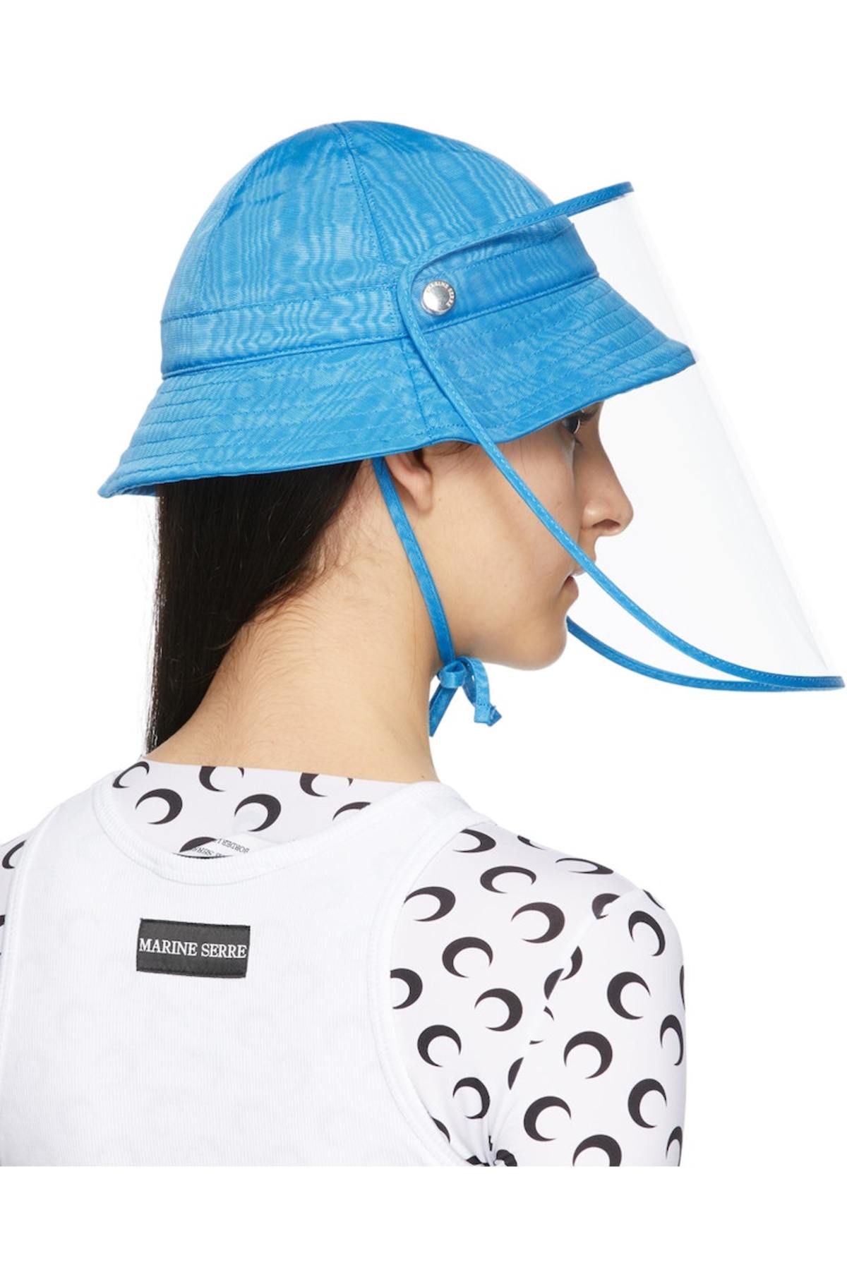MARINE SERRE Protective Visor Bucket Hat - Blue | Garmentory display picture 1