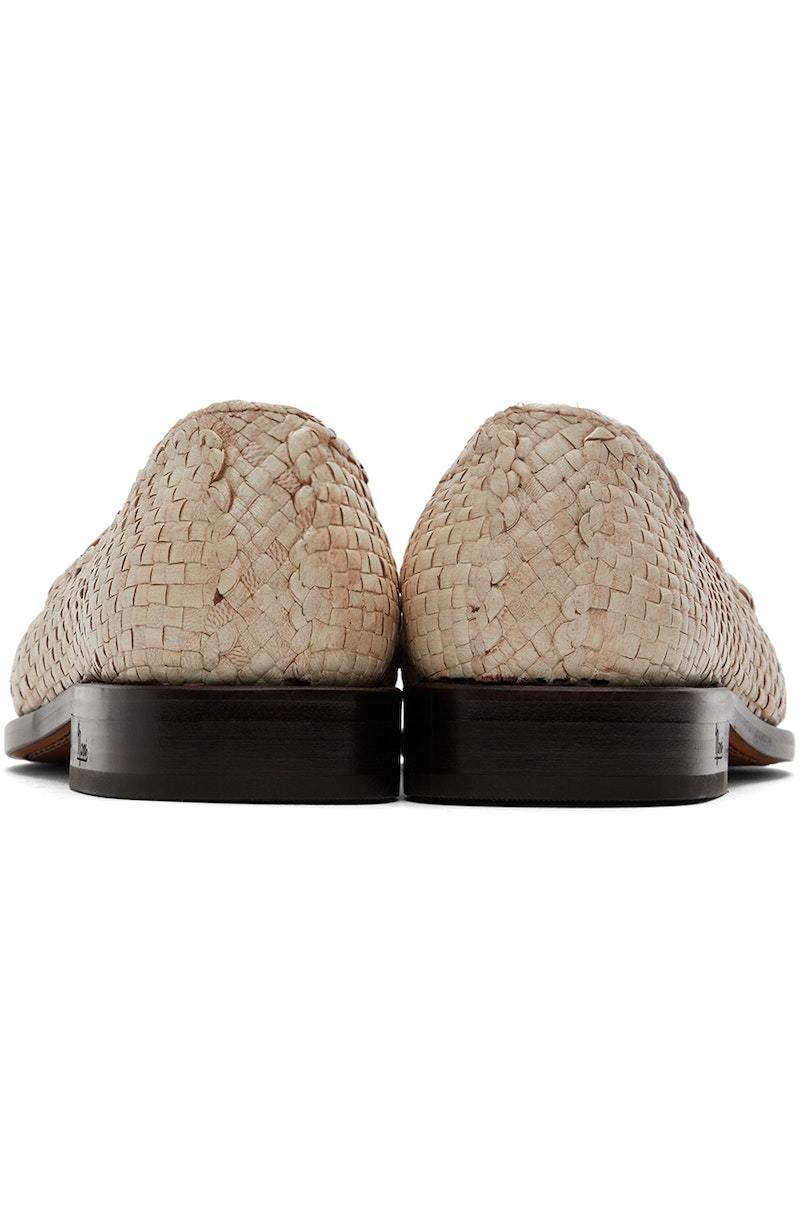 Marni Off White Woven Leather Loafers - Silk White | Garmentory