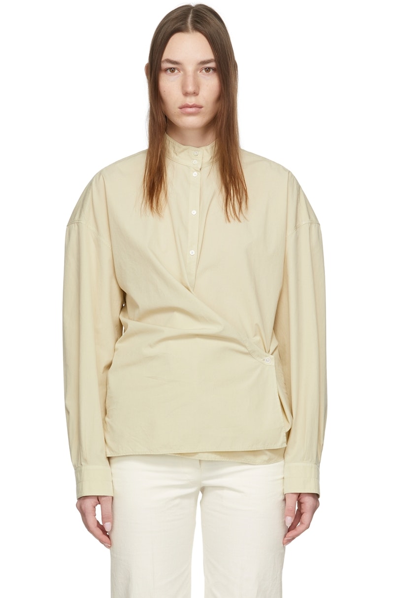 LEMAIRE Officer Collar Twisted Shirt - Beige | Garmentory