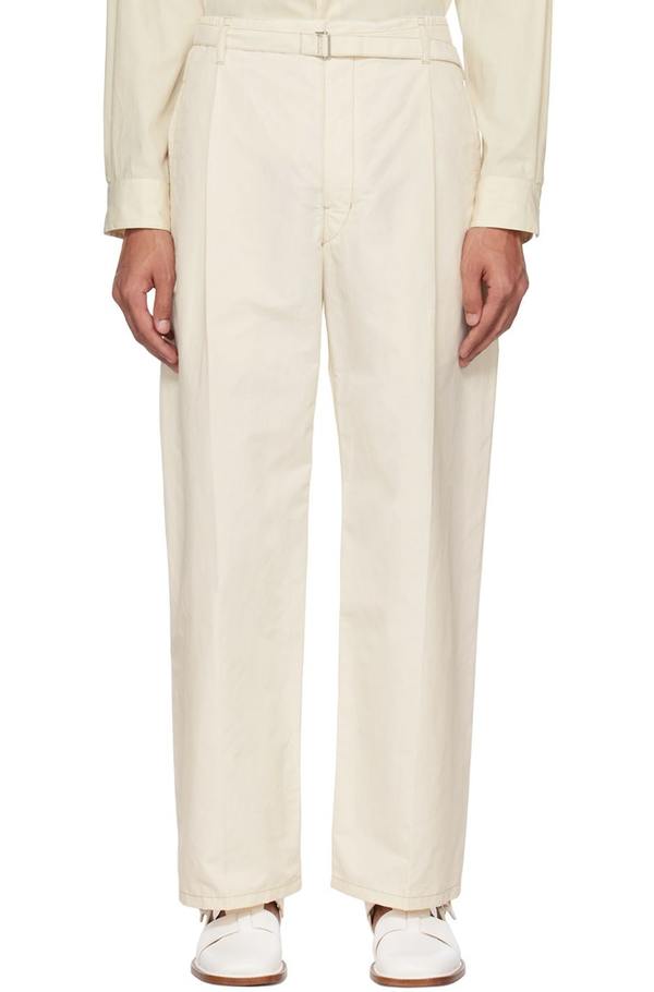Lemaire loose belted trousers サマーウール LEMAIRE Belted Easy Trousers - Off-White | Garmentory