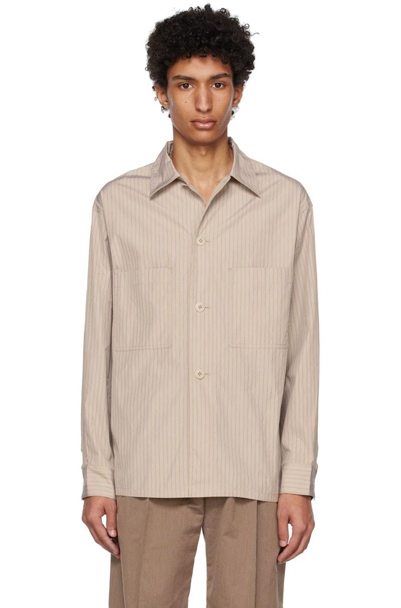 LEMAIRE Striped Shirt - Brown | Garmentory