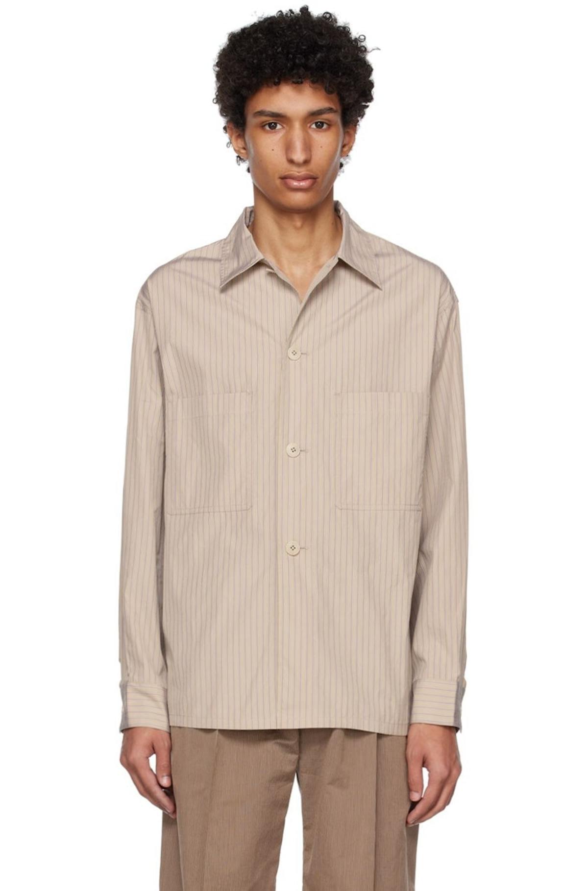 LEMAIRE Striped Shirt - Brown | Garmentory