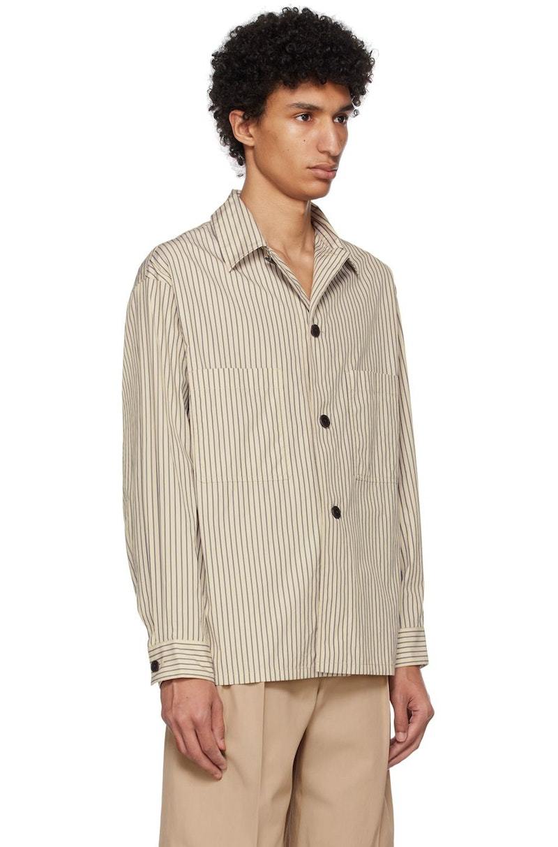 N*p様 lemaire 19aw stripe shirt LEMAIRE Striped Shirt - Beige | Garmentory
