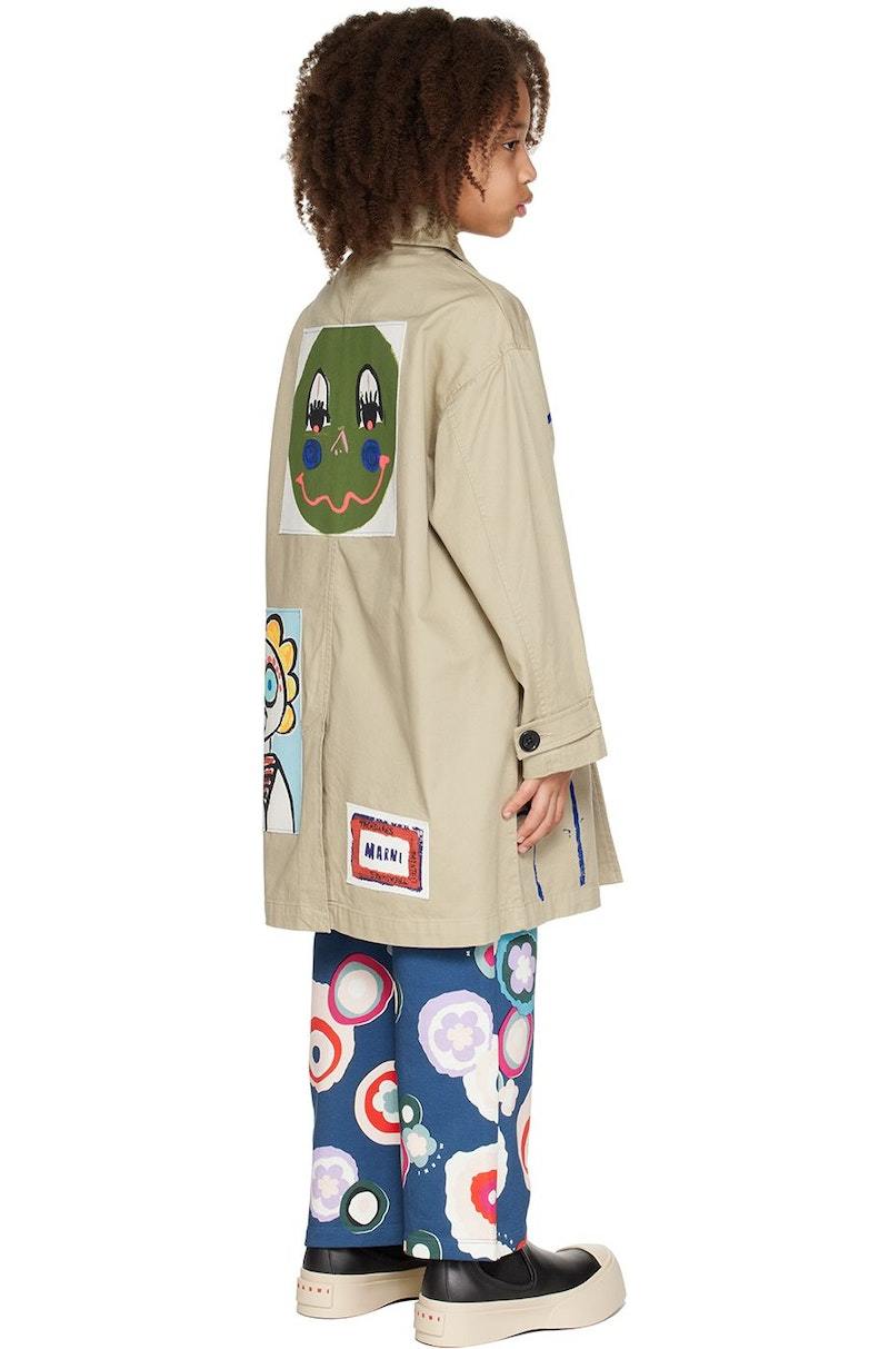 Kids Marni Printed Trench Coat - Beige | Garmentory