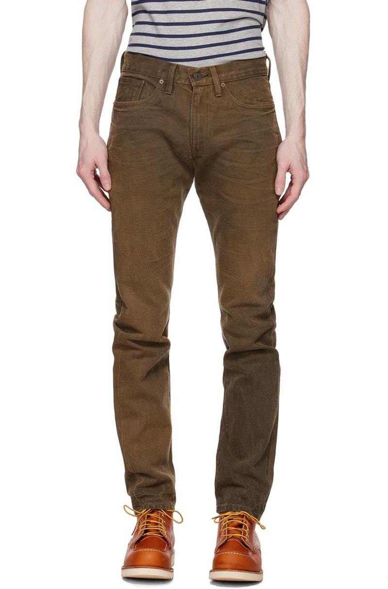 【usa製】RRL SLIM FIT BROWN JEANS ダメージ加工 RRL Slim Fit Distressed Brown Jean – Berkeley Supply