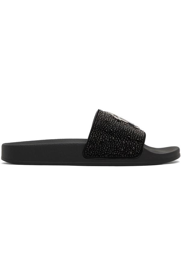 Giuseppe Zanotti Brett Slides in black and silver BRETT main image 3