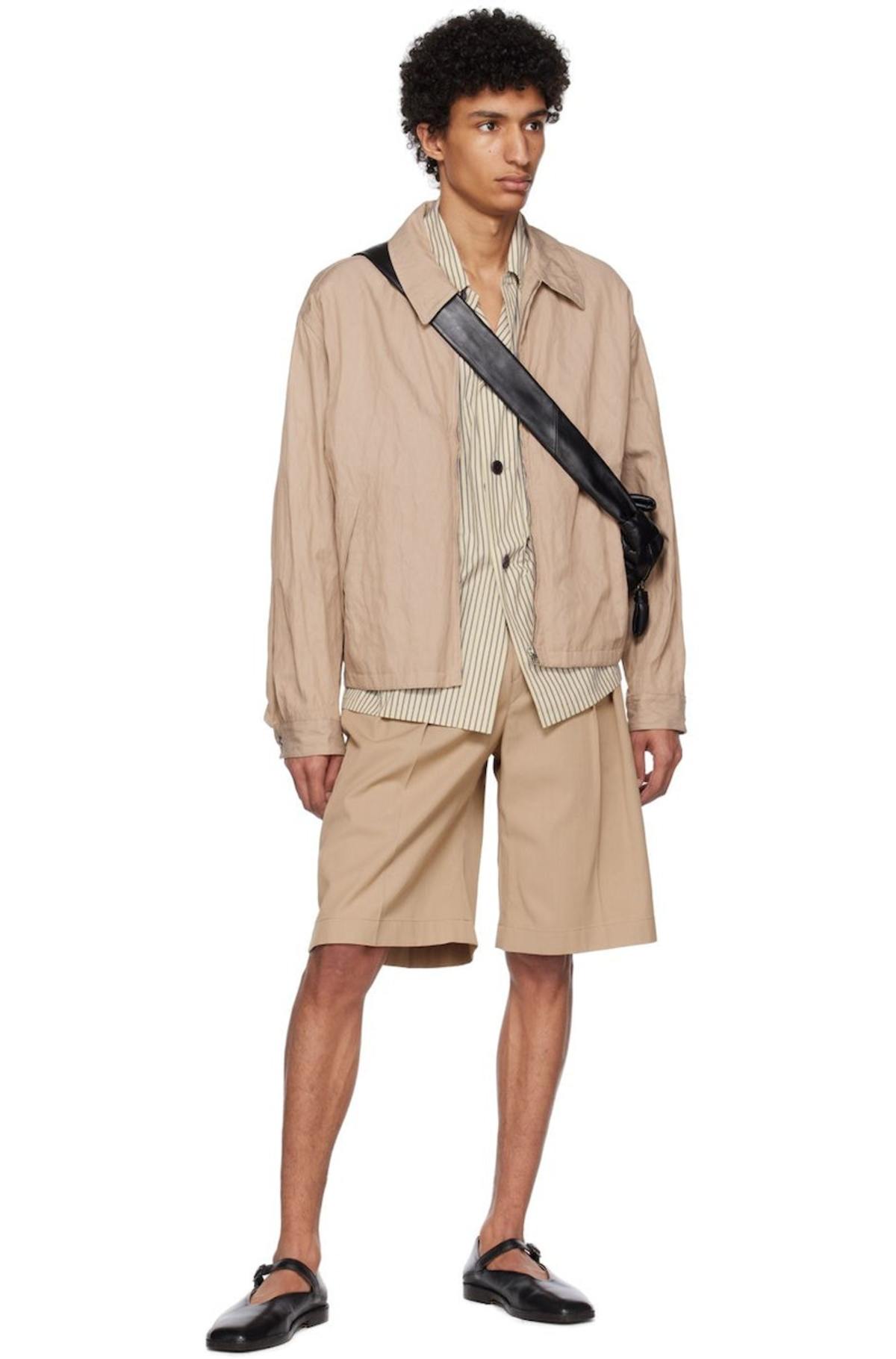 パンツ LEMAIRE Women Shorts  Burmudas PA1098 LF1253 001 Beige Belted Shorts — Dark Beige – La Garçonne
