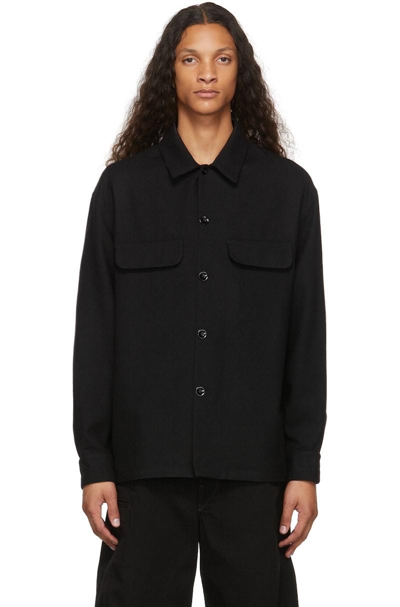 LEMAIRE Wool Boxy Overshirt - Black | Garmentory