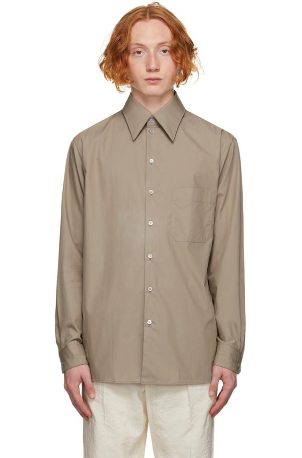 LEMAIRE ベージュ 長袖シャツ S Lemaire Poplin Straight Collar Shirt - Beige | Garmentory