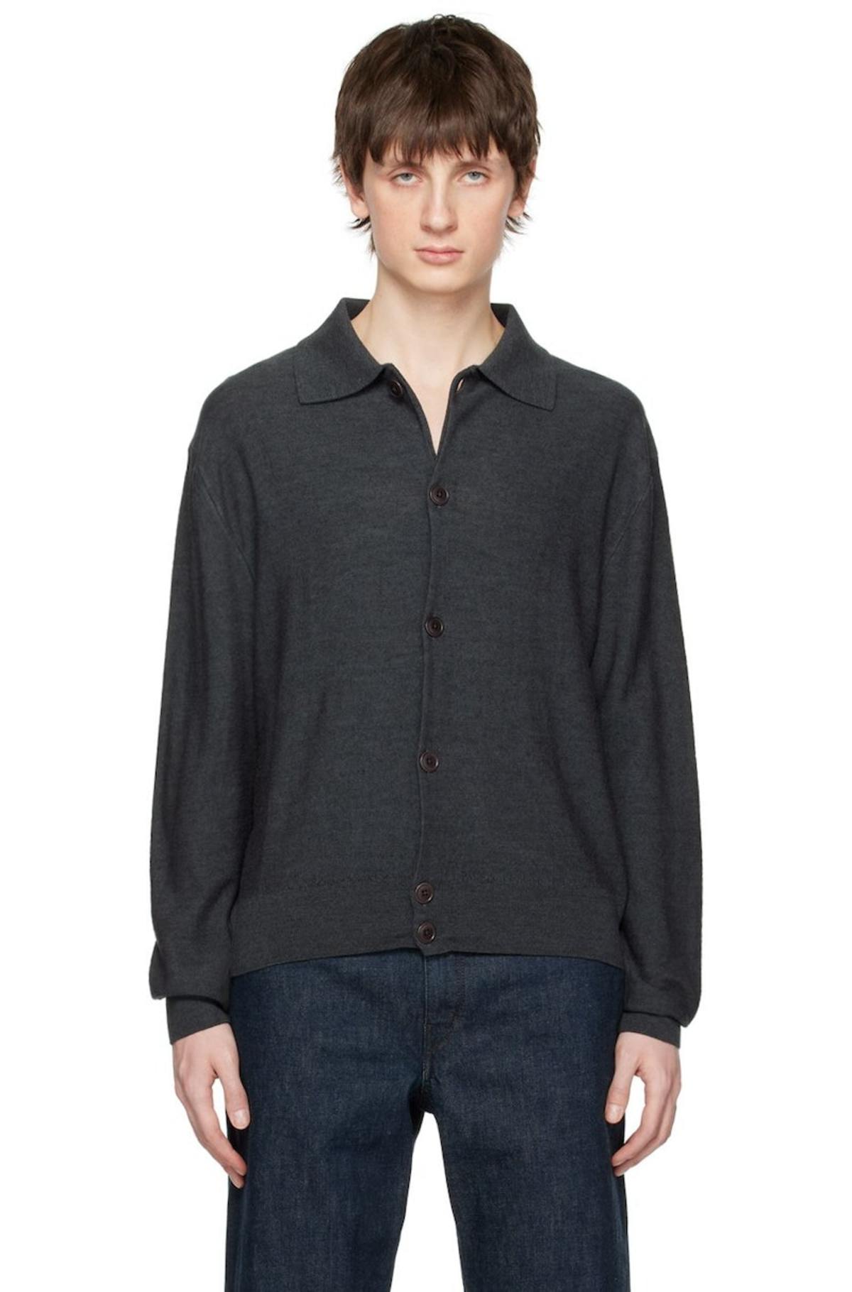 Lemaire Convertible Collar Cardigan - Gray | Garmentory