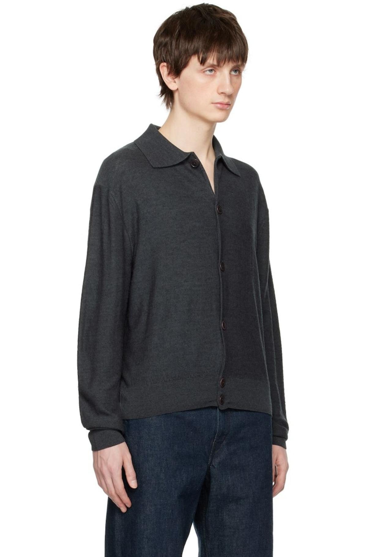 トップス LEMAIRE convertible cardigan S Lemaire Convertible Collar Cardigan - Gray | Garmentory
