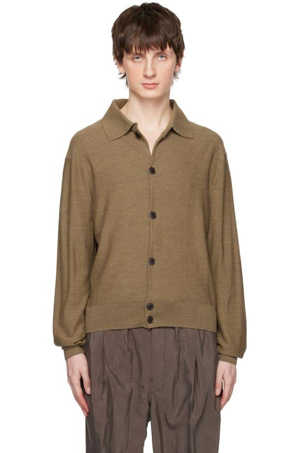 Lemaire Beige Convertible Collar Cardigan - Mustard Chine | Garmentory