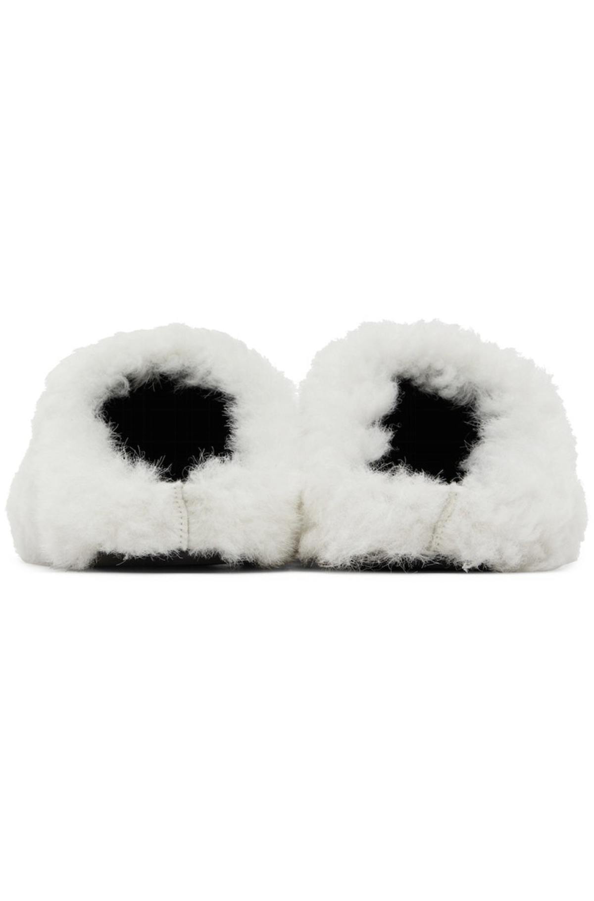 Marni Shearling Fussbett Sabot Slippers - White | Garmentory