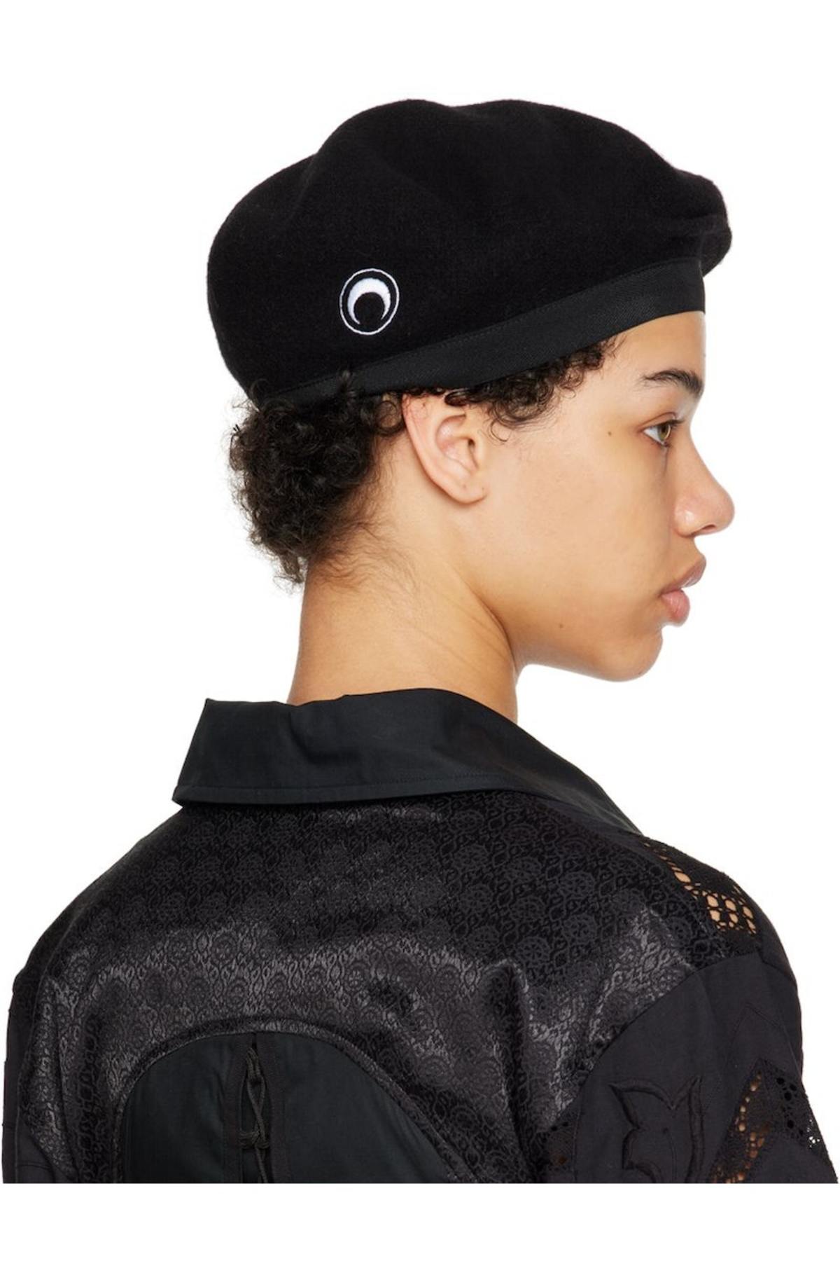 Marine Serre Embroidered Beret - Black | Garmentory