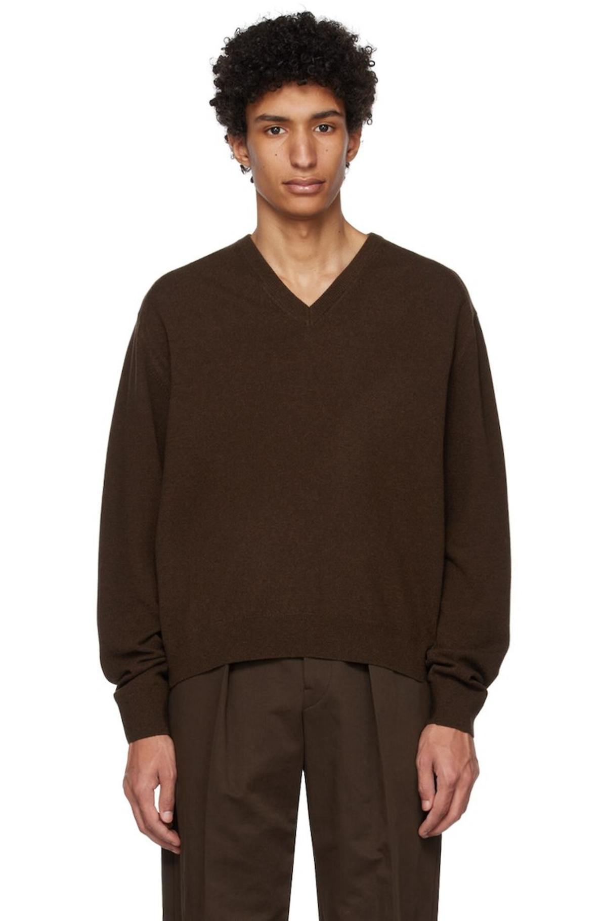 Lemaire V-Neck Sweater - Brown | Garmentory