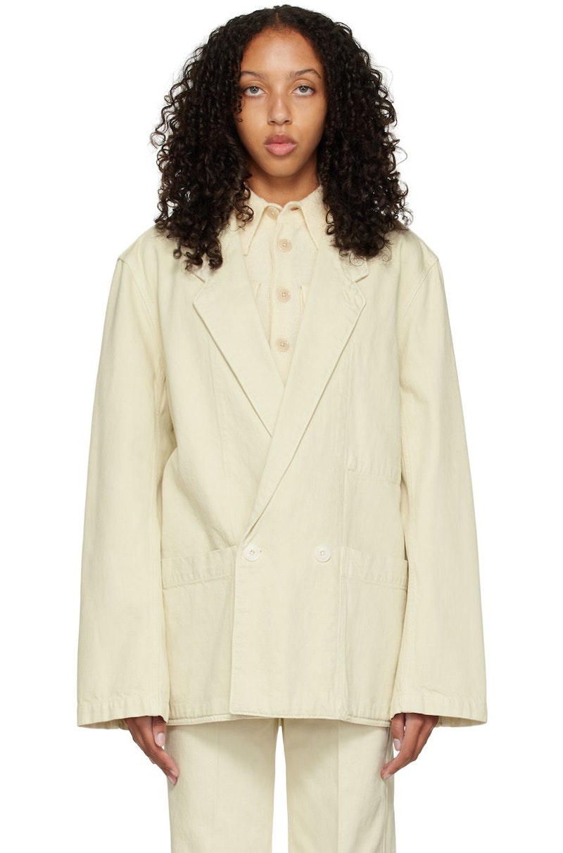 LEMAIRE Workwear Denim Blazer - Off White | Garmentory