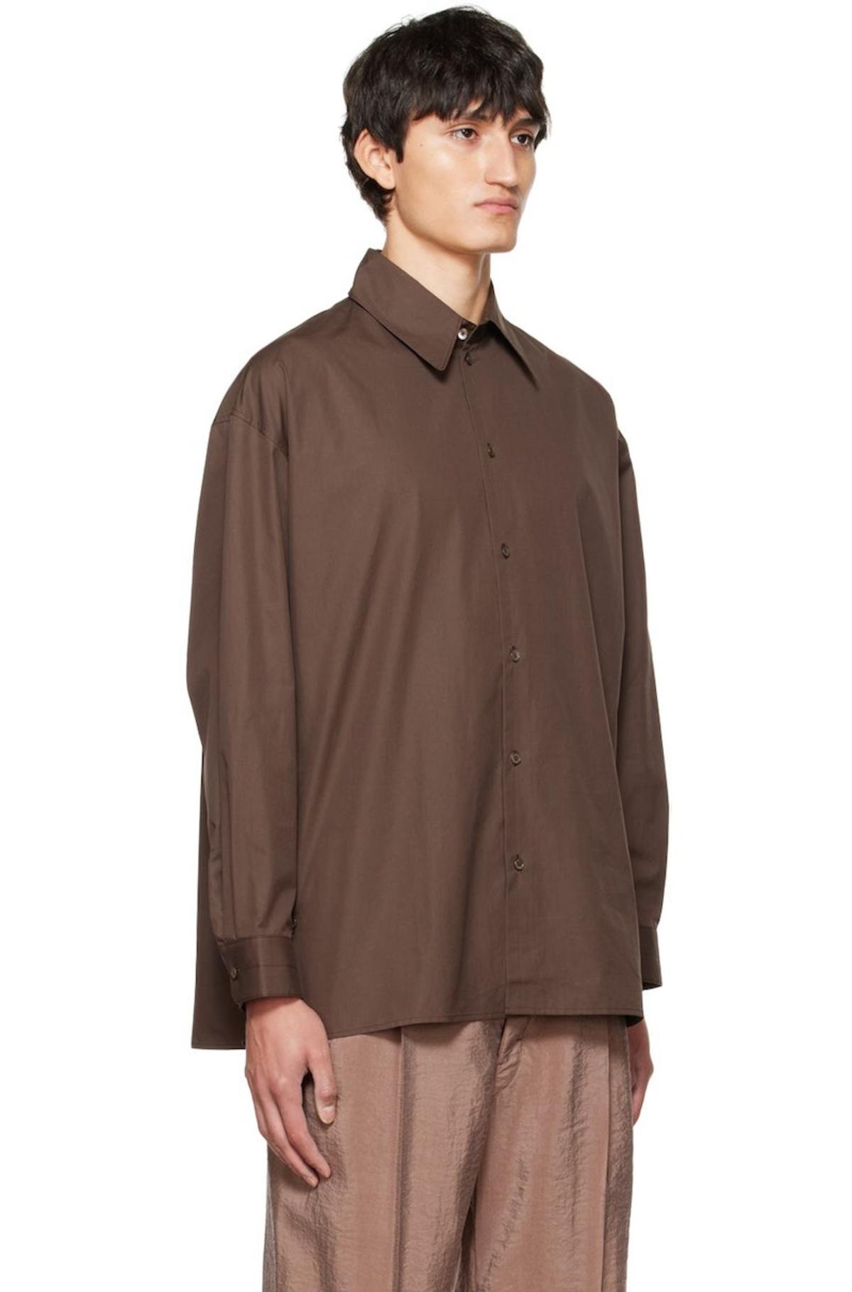 - カラーシャツ コンバーチブル ツイストシャツ　ブラウン LEMAIRE Brunette メンズ - ドライシルク - トップス
