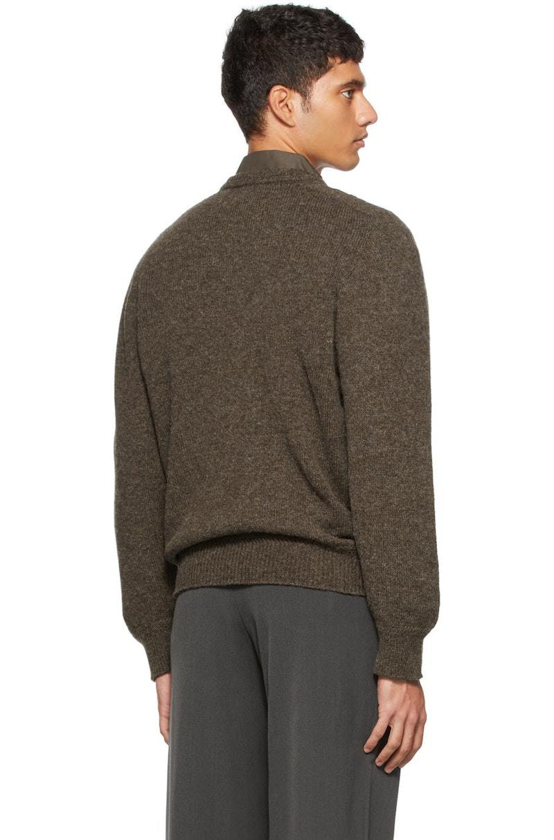 LEMAIRE Wool Seamless V-Neck Sweater - Brown | Garmentory