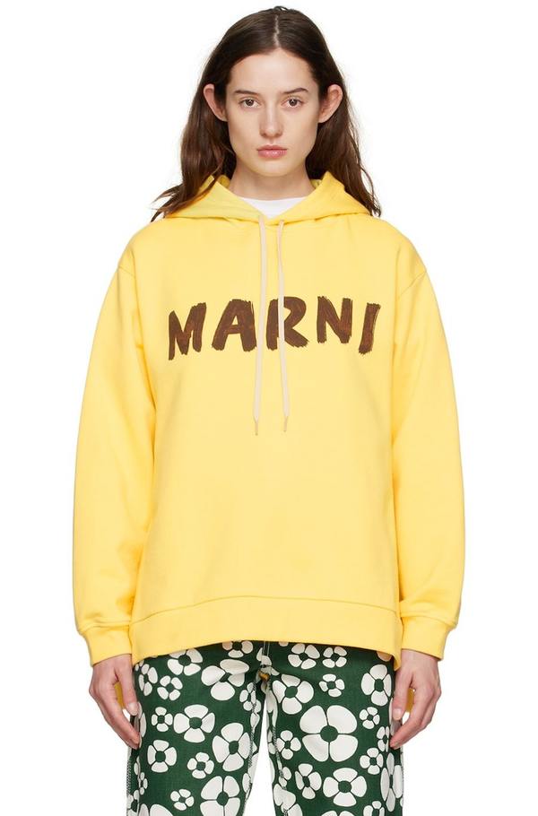 パーカー・フーディ Marni Mustard Cotton Sweatshirt Marni-Yellow-Printed-Hoodie-
