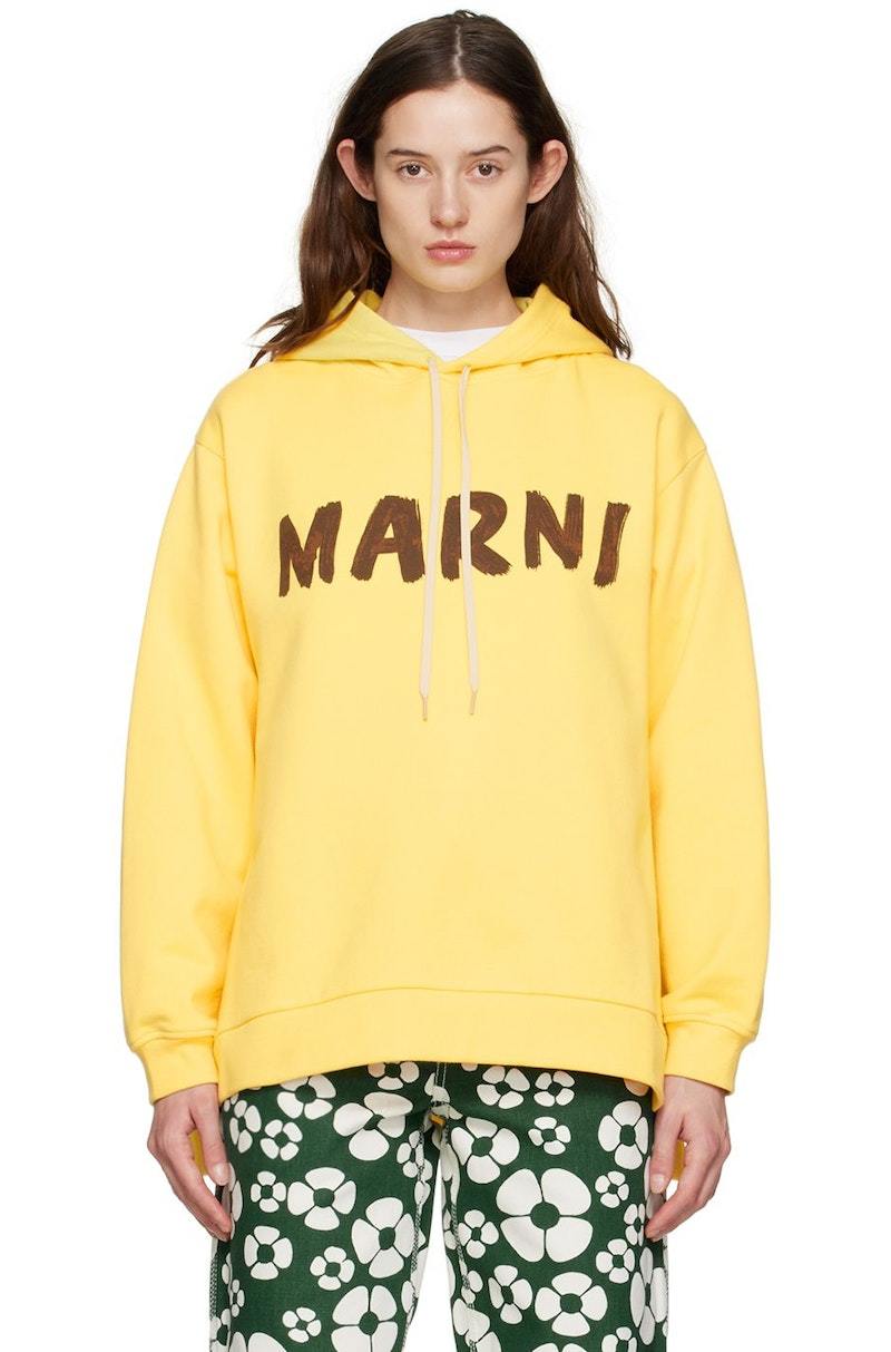 パーカー MARNI - Marni  Logo Printed Cropped Hoodie Marni Logo Print Cropped Hoodie In Gray - 36% Off | Editorialist