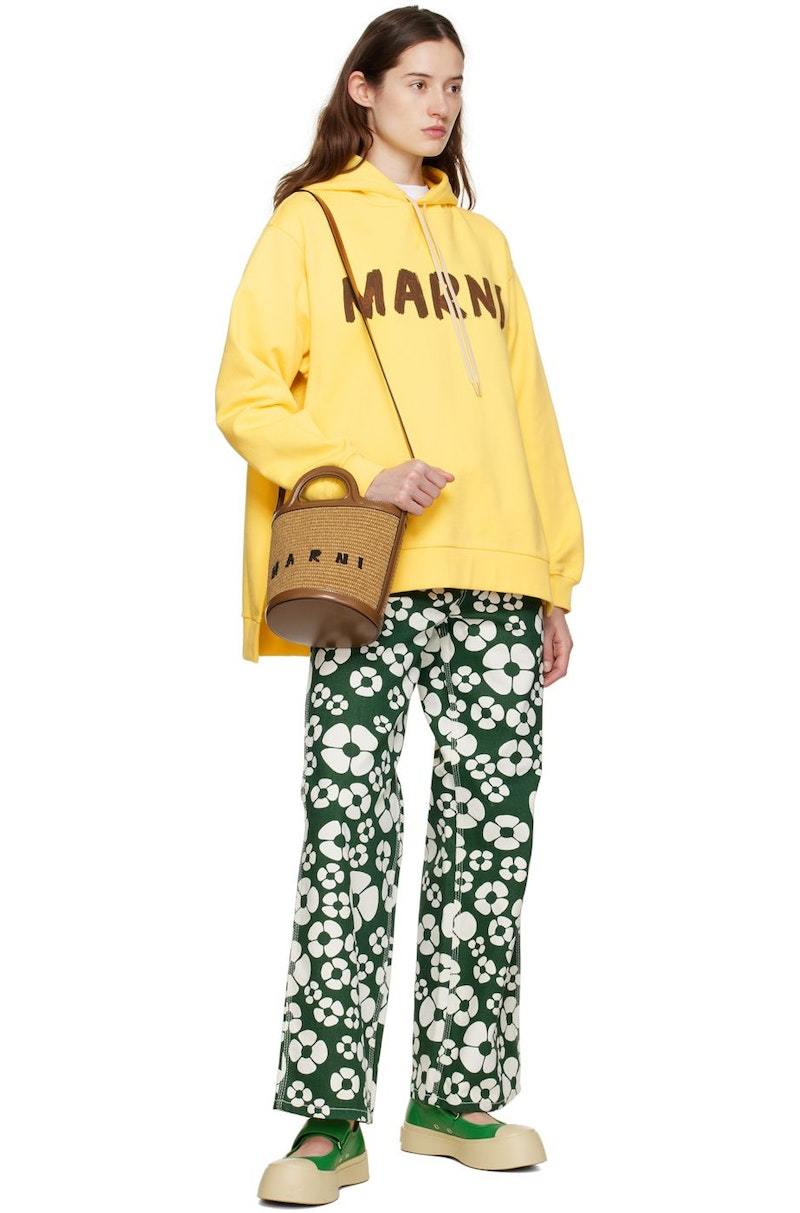 パーカー・フーディ Marni Mustard Cotton Sweatshirt Marni Printed Hoodie - Yellow | Garmentory