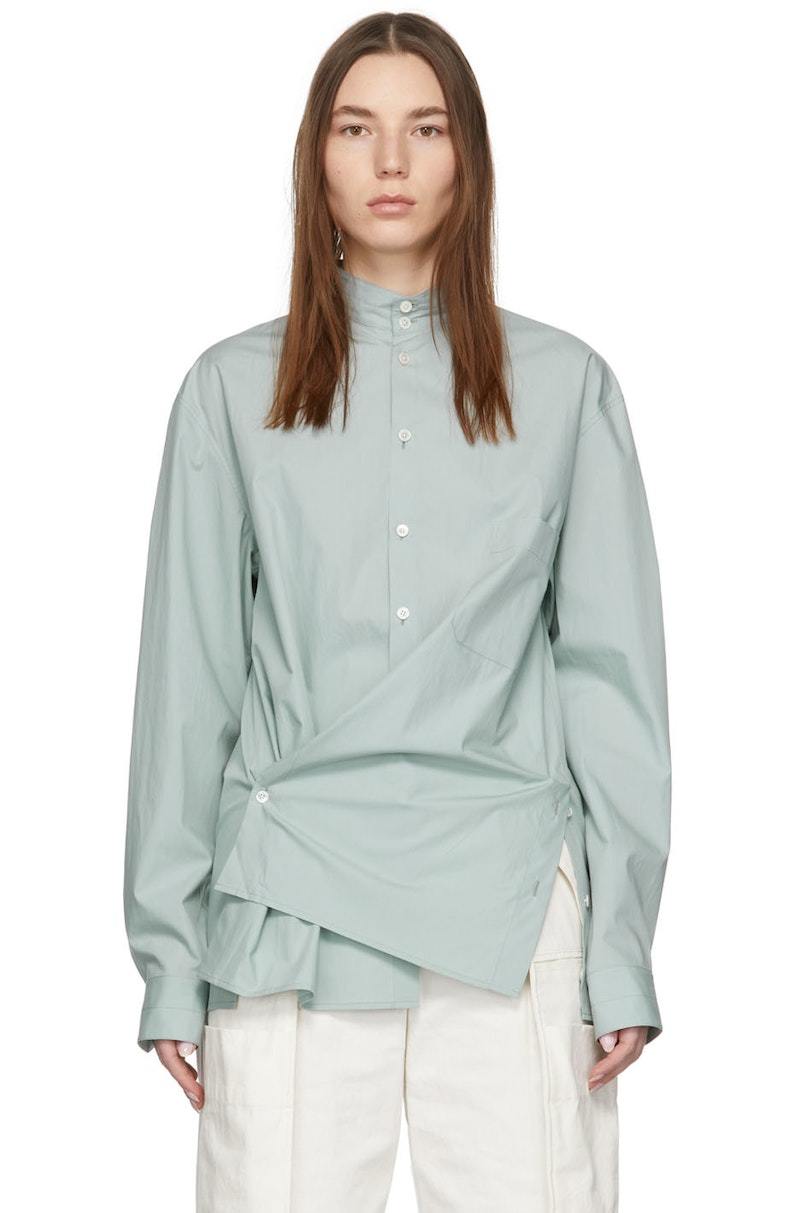 LEMAIRE (ルメール)「ADJUSTABLE TWISTED SHIRT」 LEMAIRE Blue Adjustable Twisted Shirt | Garmentory