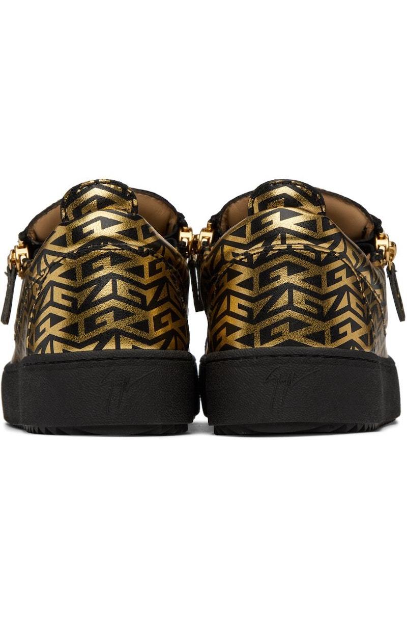 Giuseppe Zanotti Black Gold Frankie Monogram Sneakers Black