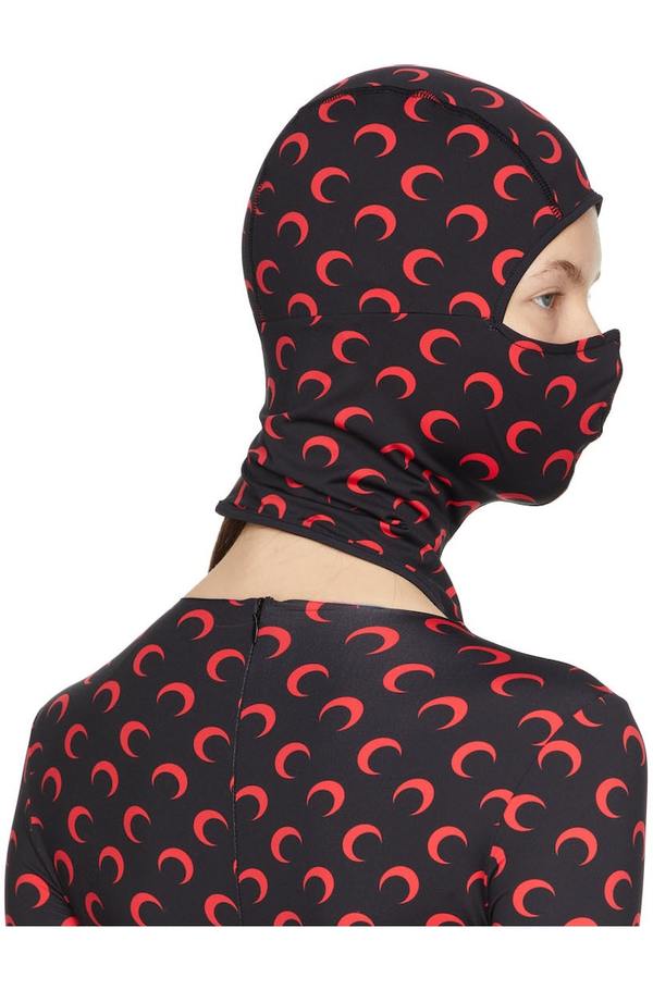 MARINE SERRE Balaclava - Black/Red/All Over Moon | Garmentory