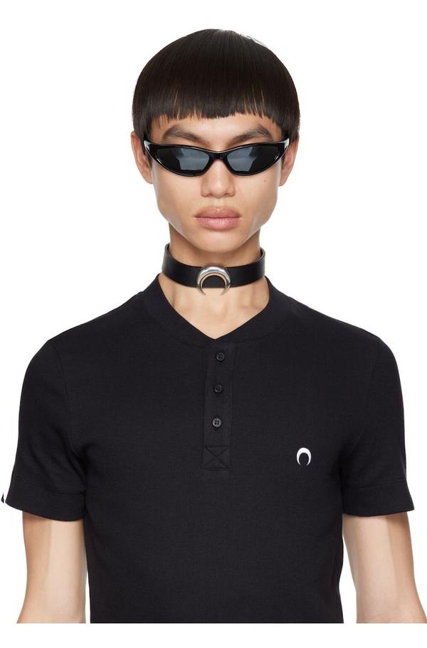 Marine Serre Leather Moon Choker - Black | Garmentory