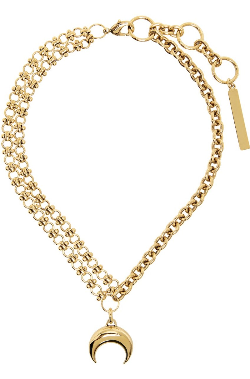 Marine Serre Multiple Chains Moon Charm Necklace - Gold