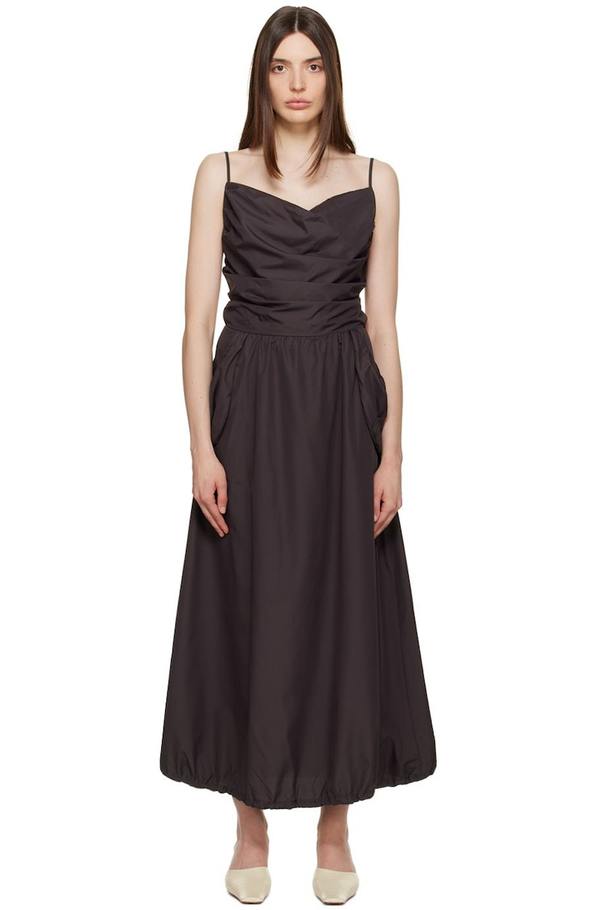 TheOpen Product Gathered Midi Dress - Brown | Garmentory