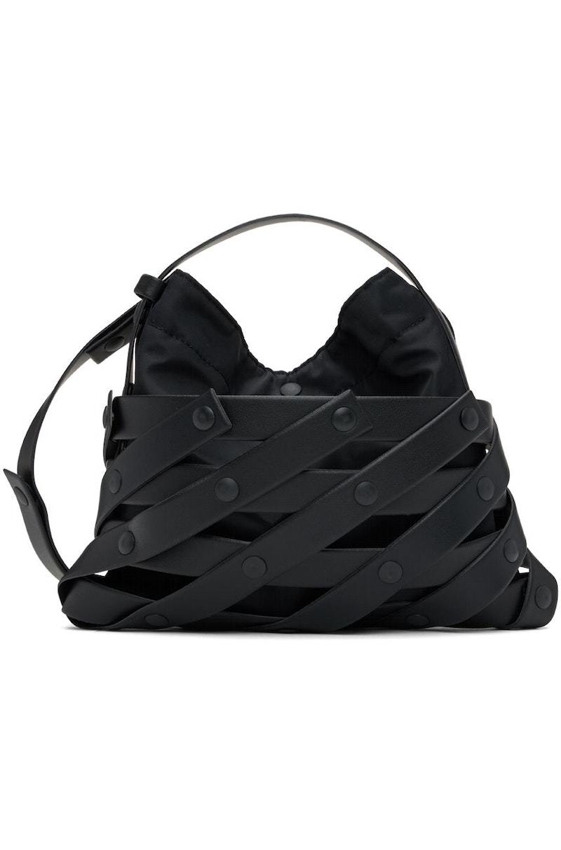ISSEY MIYAKE SPIRAL GRID BLACK ISSEY MIYAKE's 'spiral grid' bags