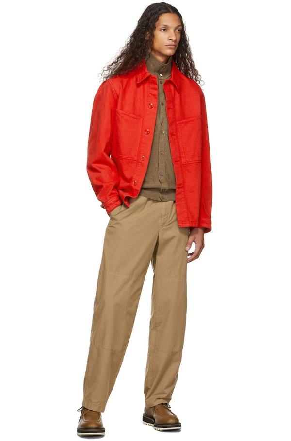 Lemaire Denim Overshirt Jacket - Red | Garmentory