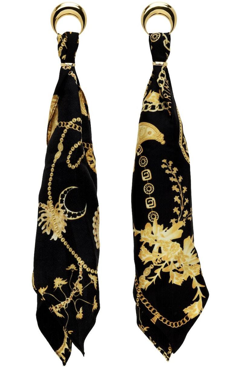 上品なブランド Scarves Silk Regenerated SERRE MARINE Moon Gold - Earrings アクセサリー