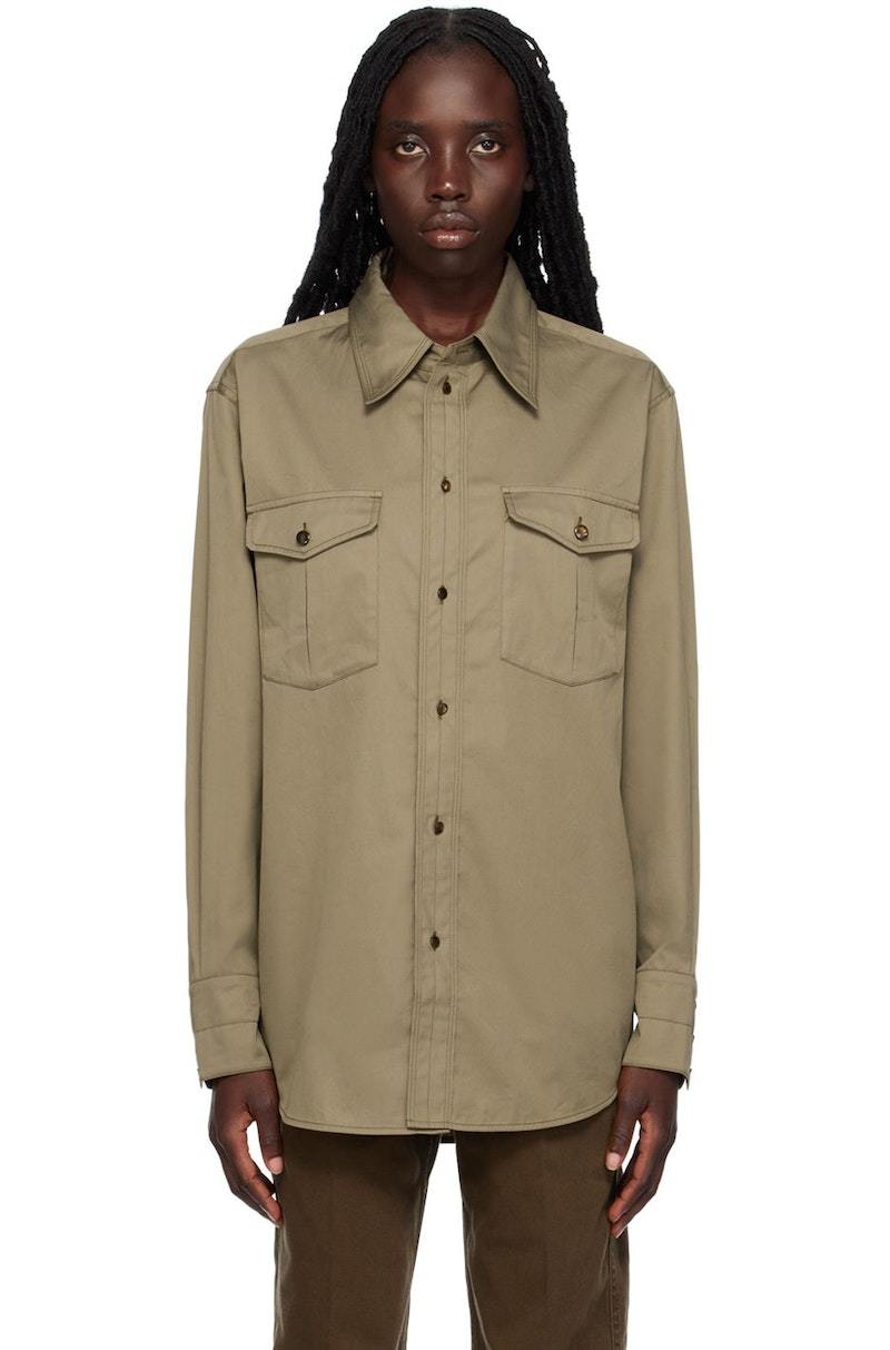 Lemaire Brown Western Shirt -Squirrel Brown | Garmentory Lemaire Brown Western Shirt -Squirrel Brown | Garmentory