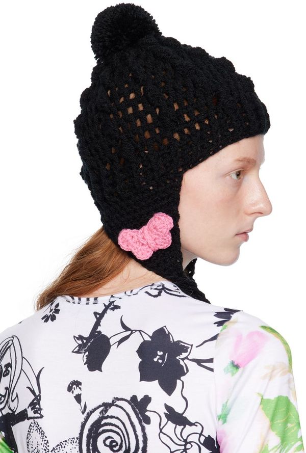 Anna Sui SSENSE Exclusive Black Butterfly Beanie - Black  display picture 3