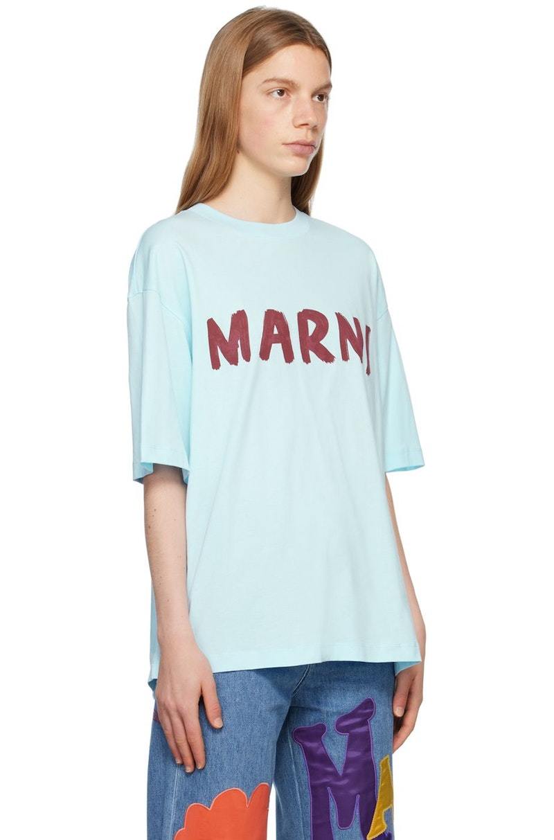 Marni Blue Printed T-Shirt - Mineral ice | Garmentory
