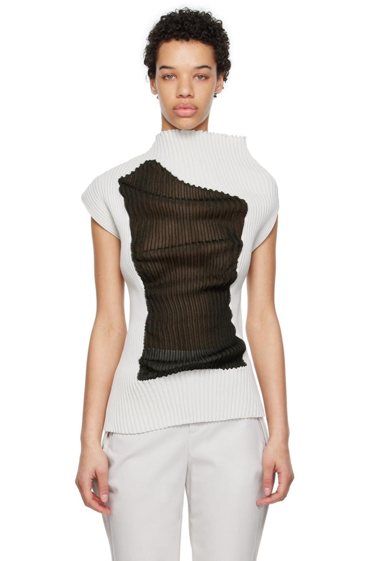 Issey Miyake Gray Draped Sweater - Light Gray | Garmentory