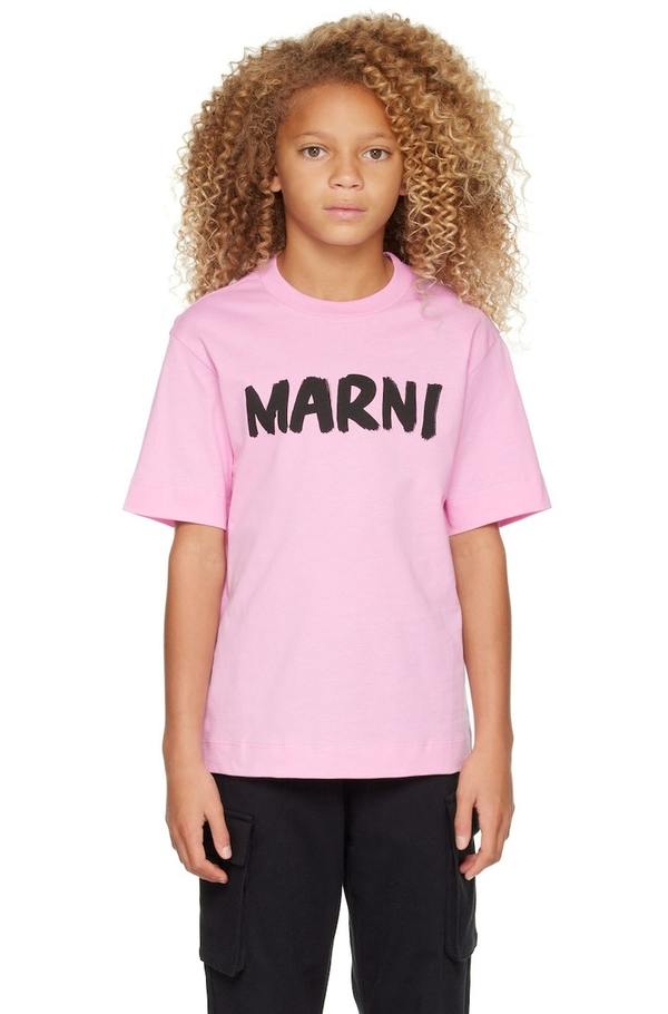 Marni-Kids-Pink-Logo-T-Shirt-