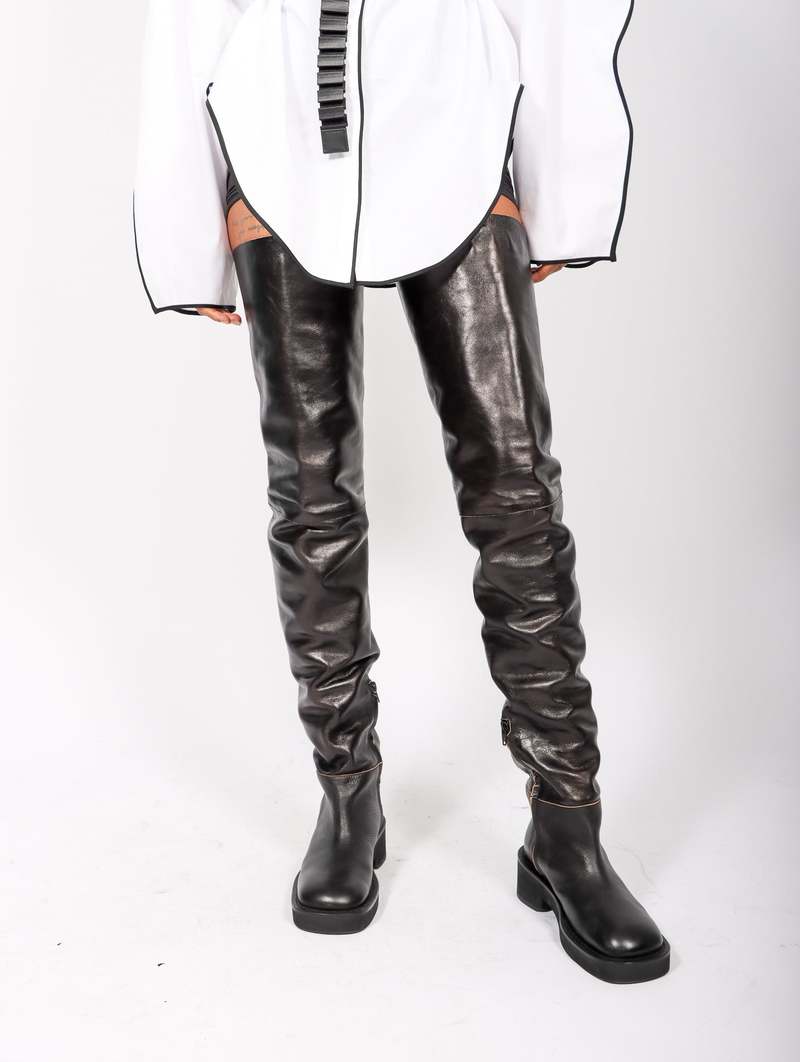 ロングブーツ Mm6 Maison Margiela Black Leather Boots MM6 Maison Margiela Leather knee-high boots MM6 Maison Margiela