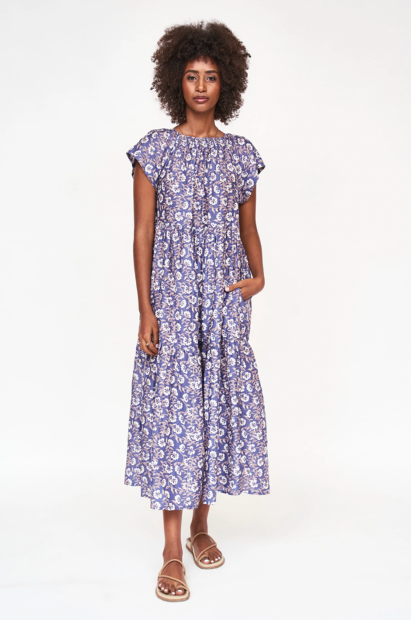 petunia maxi dress Gown Cream 100% Cotton CRIDA Petunia floral-print Gathered Maxi