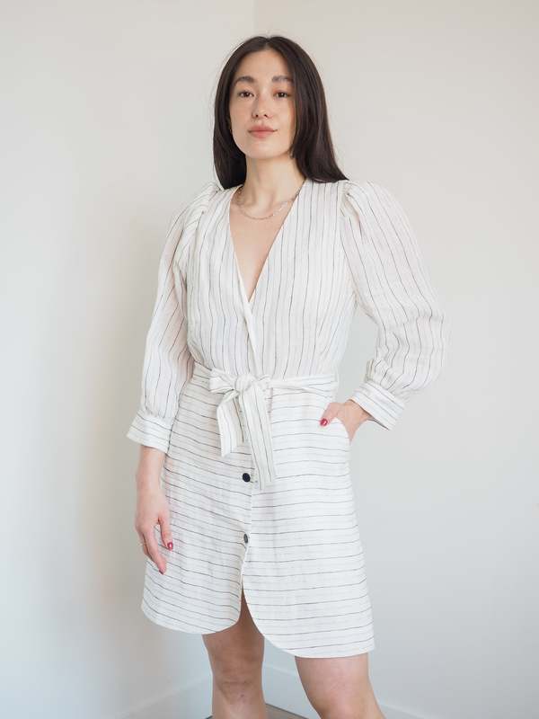 Sandro Stripe Button Down Dress | Garmentory