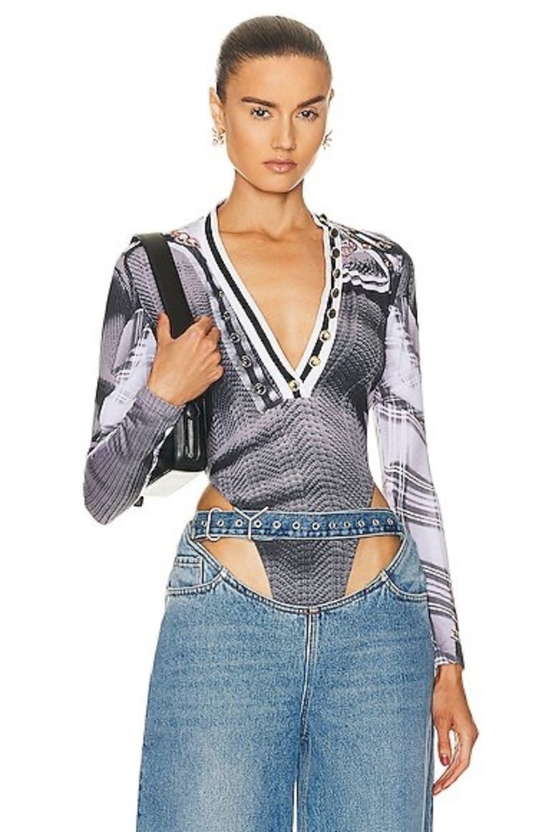 Y/PROJECT X Jean Paul Gaultier Cardigan Bodysuit Grey