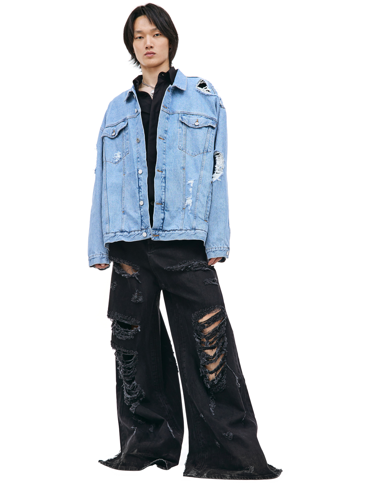 ブルゾン Vetements Denim Jacket VETEMENTS-Distressed-denim-